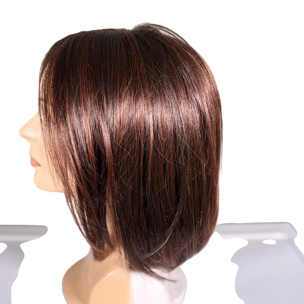 Henry Mangu Avery‎ Synthetic Wig Front Lace Center Part Brown Auburn 6H NWT